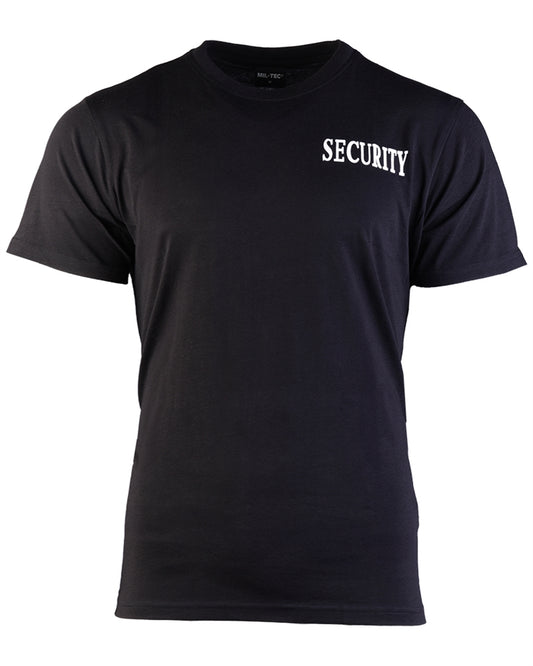 Tricou Mil-Tec Security – 100% Bumbac, Imprimeu Față-Spate, Negru