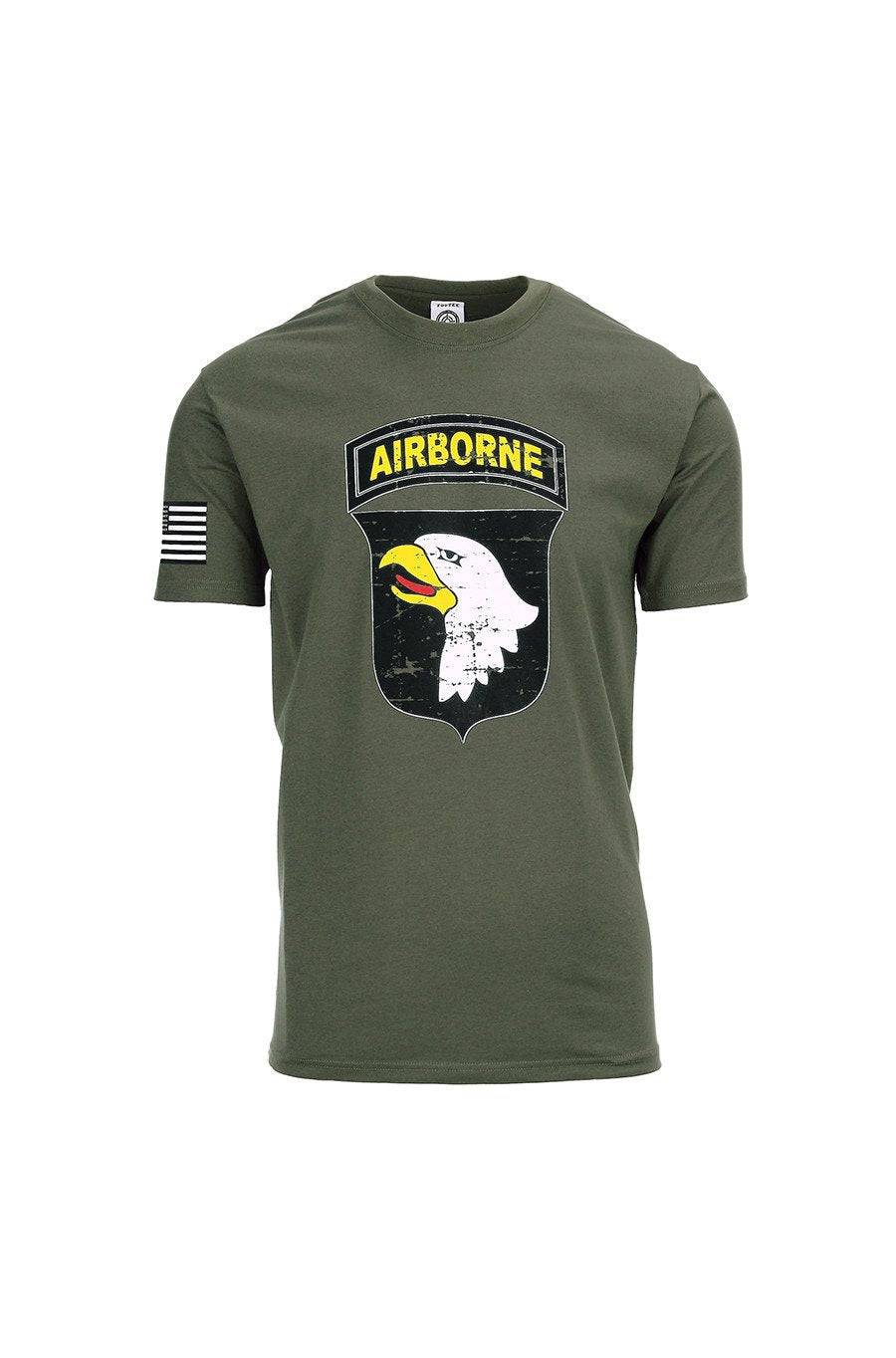 Tricou Militar 101st Airborne USA Fostex WWII Series – Bumbac 100%, Screaming Eagles, Verde Oliv