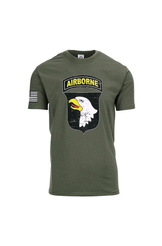 Tricou Militar 101st Airborne USA Fostex WWII Series – Bumbac 100%, Screaming Eagles, Verde Oliv