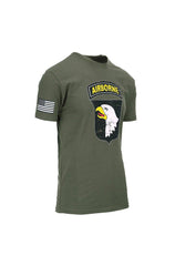 Tricou Militar 101st Airborne USA Fostex WWII Series – Bumbac 100%, Screaming Eagles, Verde Oliv