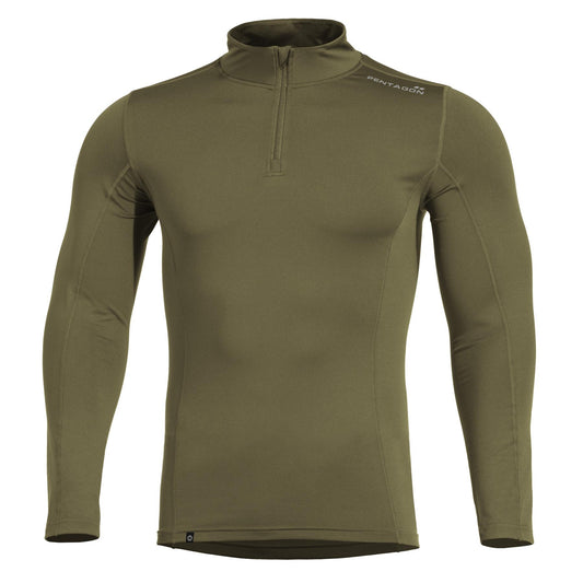 Tricou Pindos 1/2 Zip Shirt Olive Green Pentagon Tactical - Confort Termic Superior în orice Misiune