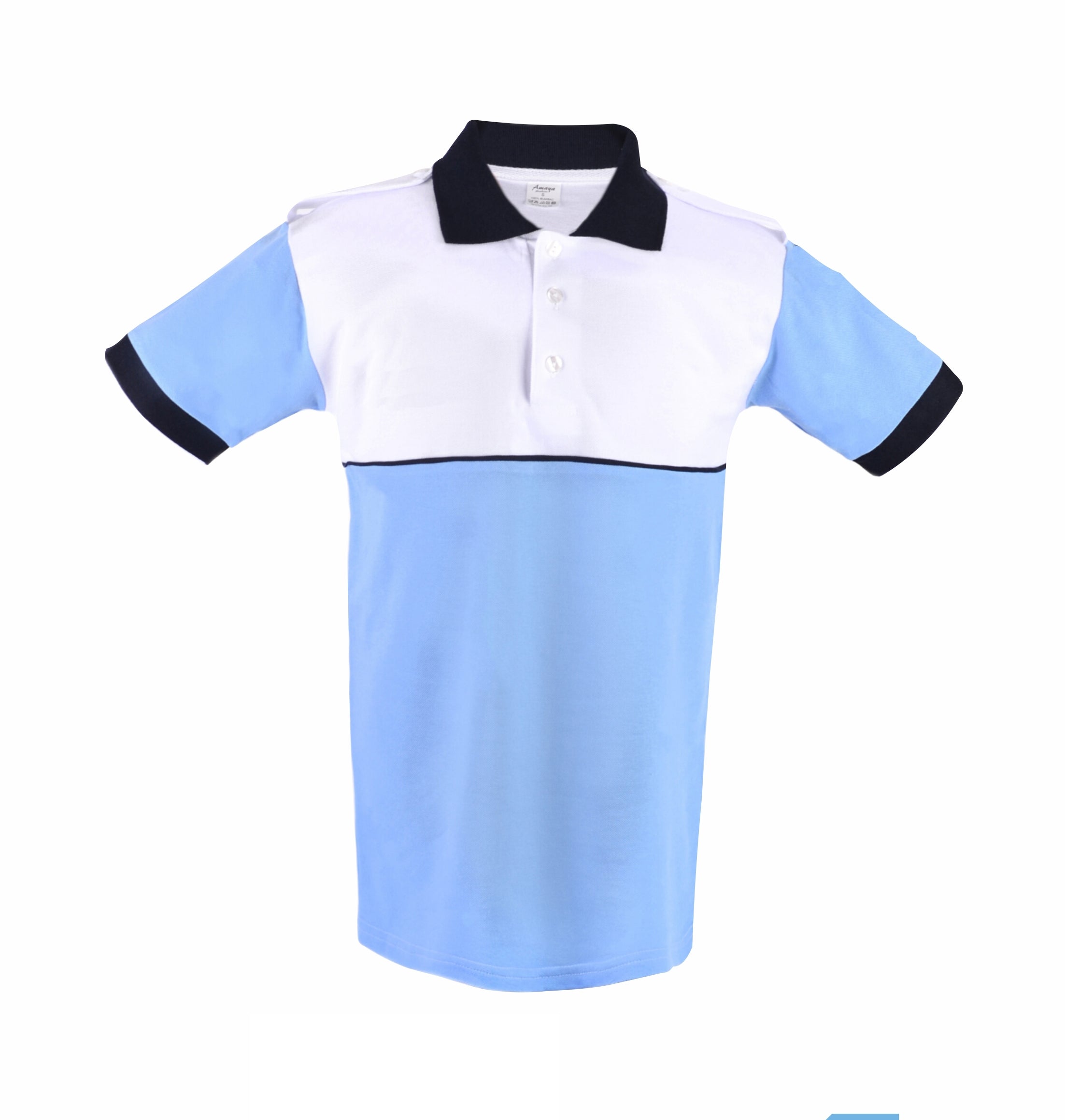 Tricou Polo Alb/bleu Combat Bărbați - Eleganță și Rezistență