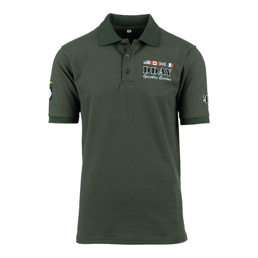 Tricou Polo D-Day 1944 Verde Militar - Poartă Istoria cu Mândrie