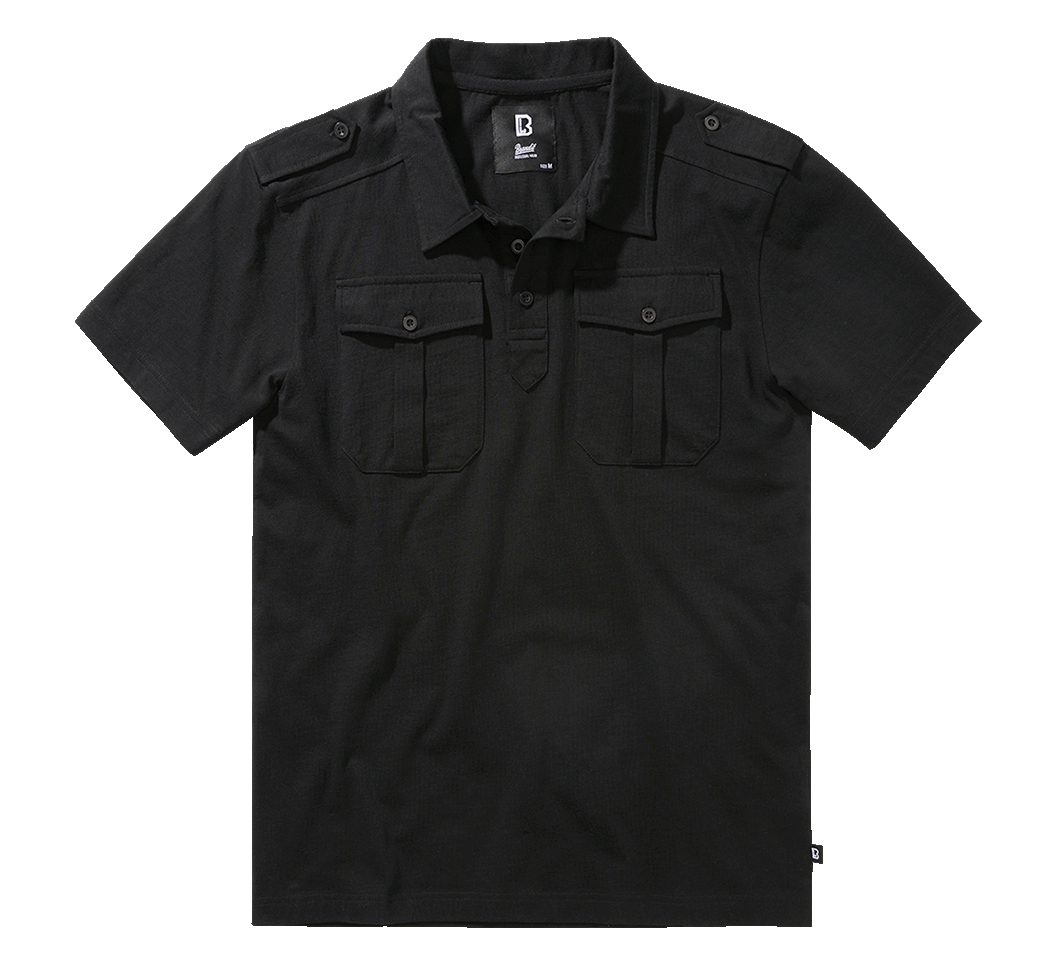 Tricou Polo Jon Short Sleeve Negru Brandit - Confort Tactic Zilnic