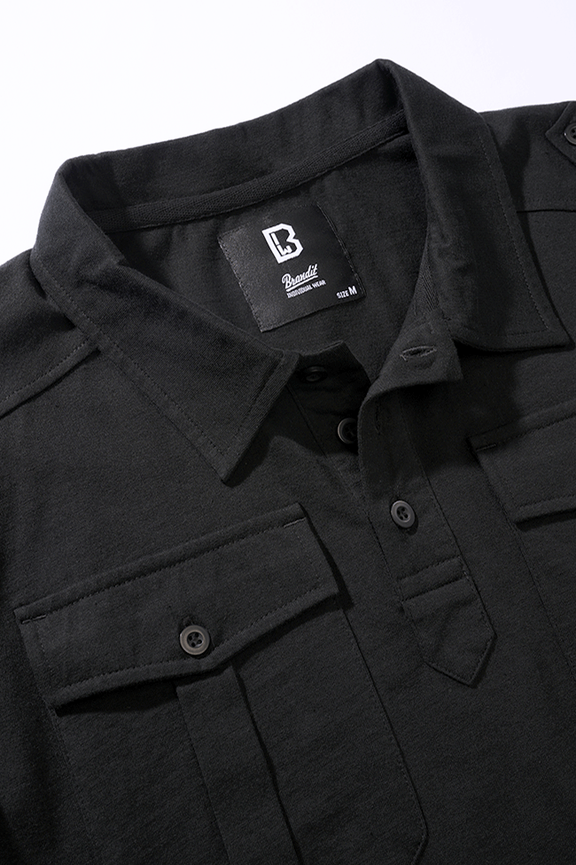 Tricou Polo Jon Short Sleeve Negru Brandit - Confort Tactic Zilnic