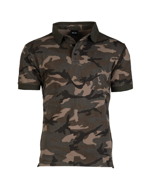Tricou Polo Mil-Tec Prewash – Pique 100% Bumbac, Woodland