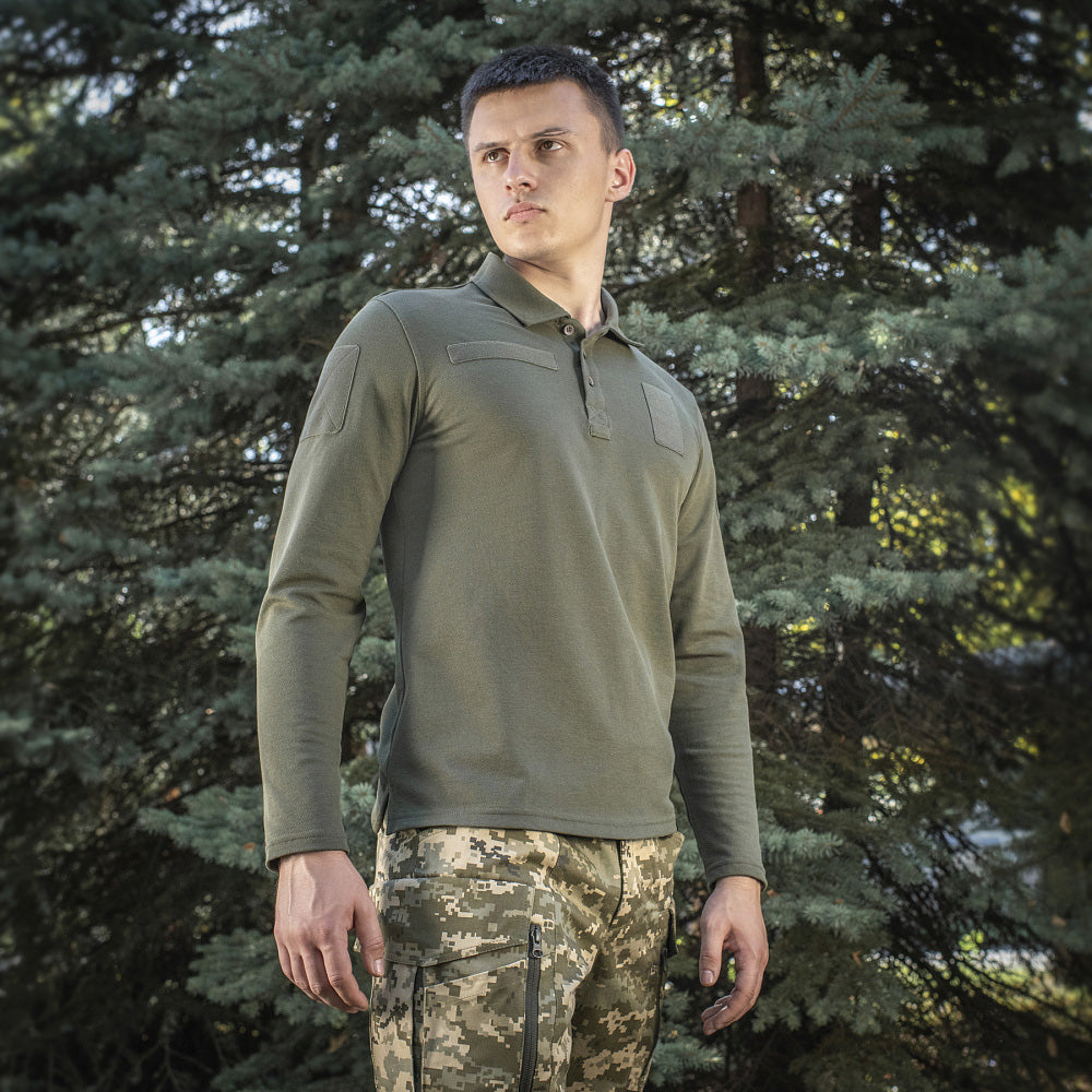 Tricou Polo Tactic M-Tac Mânecă Lungă - Army Olive