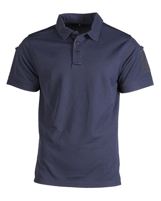 Tricou Polo Tactic Mil-Tec QuickDry – 100% Poliester, Panou Velcro, Bleumarin