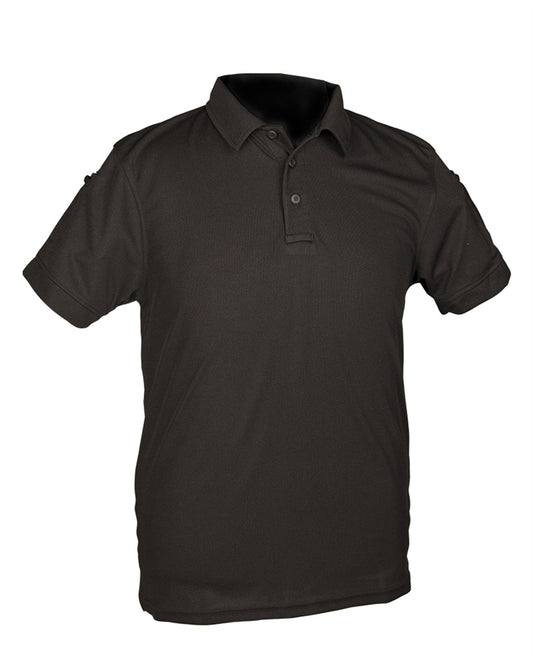 Tricou Polo Tactic Mil-Tec QuickDry – 100% Poliester, Panou Velcro, Negru