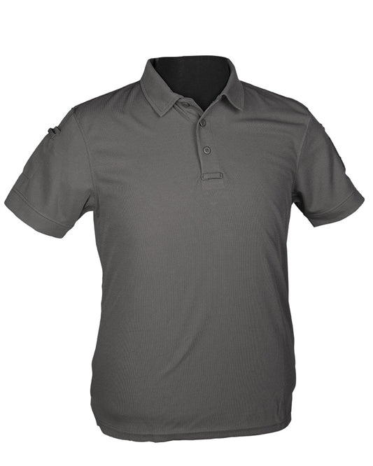 Tricou Polo Tactic Mil-Tec QuickDry – 100% Poliester, Panou Velcro, Urban Grey
