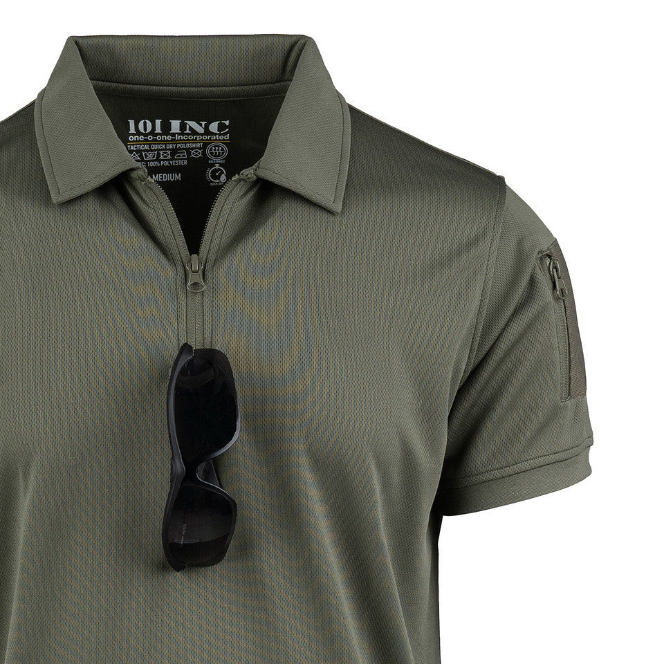 Tricou Polo Tactical Zip Quick Dry Ranger Green - Confort Rapid și Agilitate
