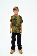 Tricou Swedish Camo/Olive/Blue Copii Brandit - Aventura Zilnica