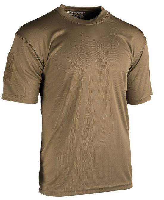 Tricou Tactic Mil-Tec QuickDry – 100% Poliester, Panouri Velcro, Coyote