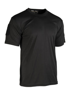 Tricou Tactic Mil-Tec QuickDry – 100% Poliester, Panouri Velcro, Negru