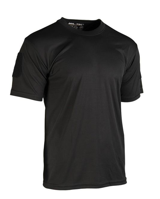 Tricou Tactic Mil-Tec QuickDry – 100% Poliester, Panouri Velcro, Negru