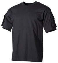 Tricou US cu Buzunare Mâneci Negru MFH - 100% Bumbac, 170g/m²