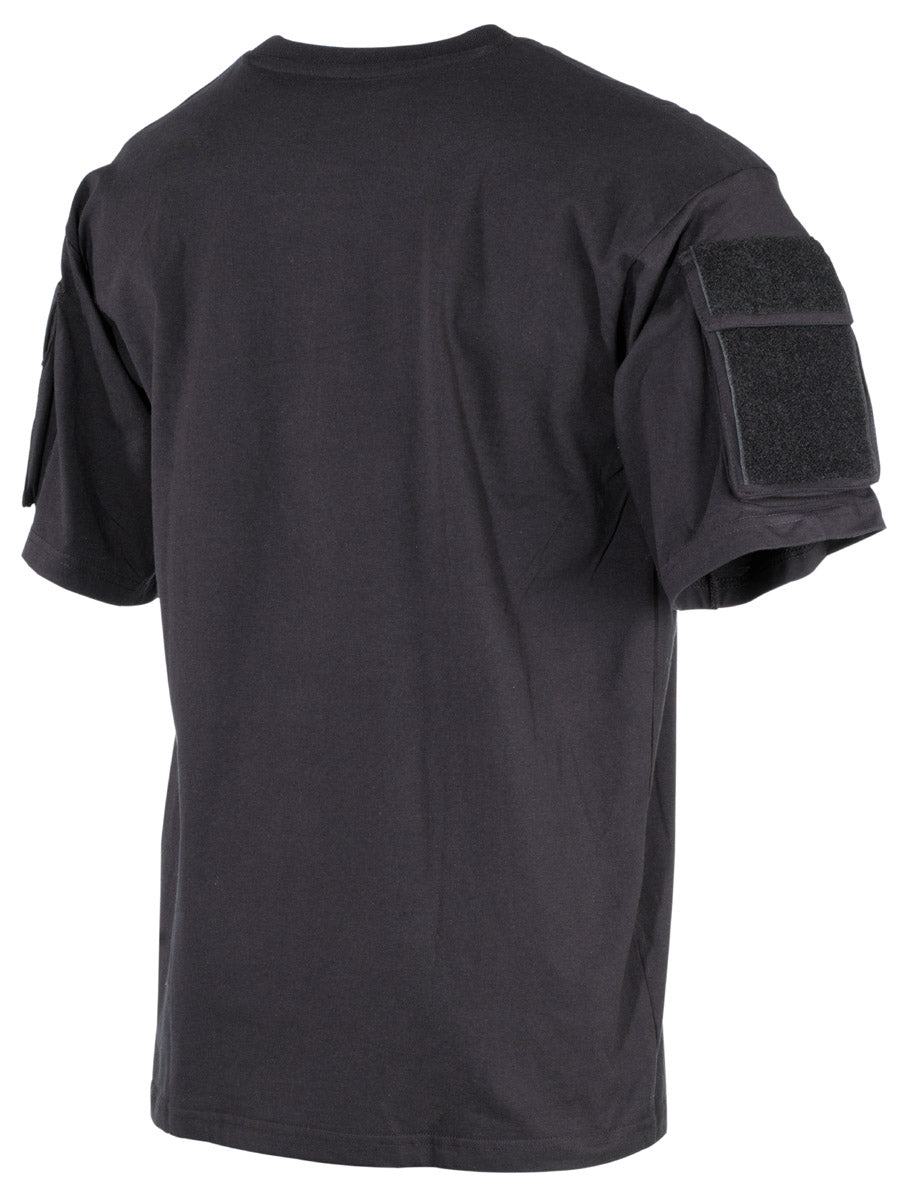 Tricou US cu Buzunare Mâneci Negru MFH - 100% Bumbac, 170g/m²