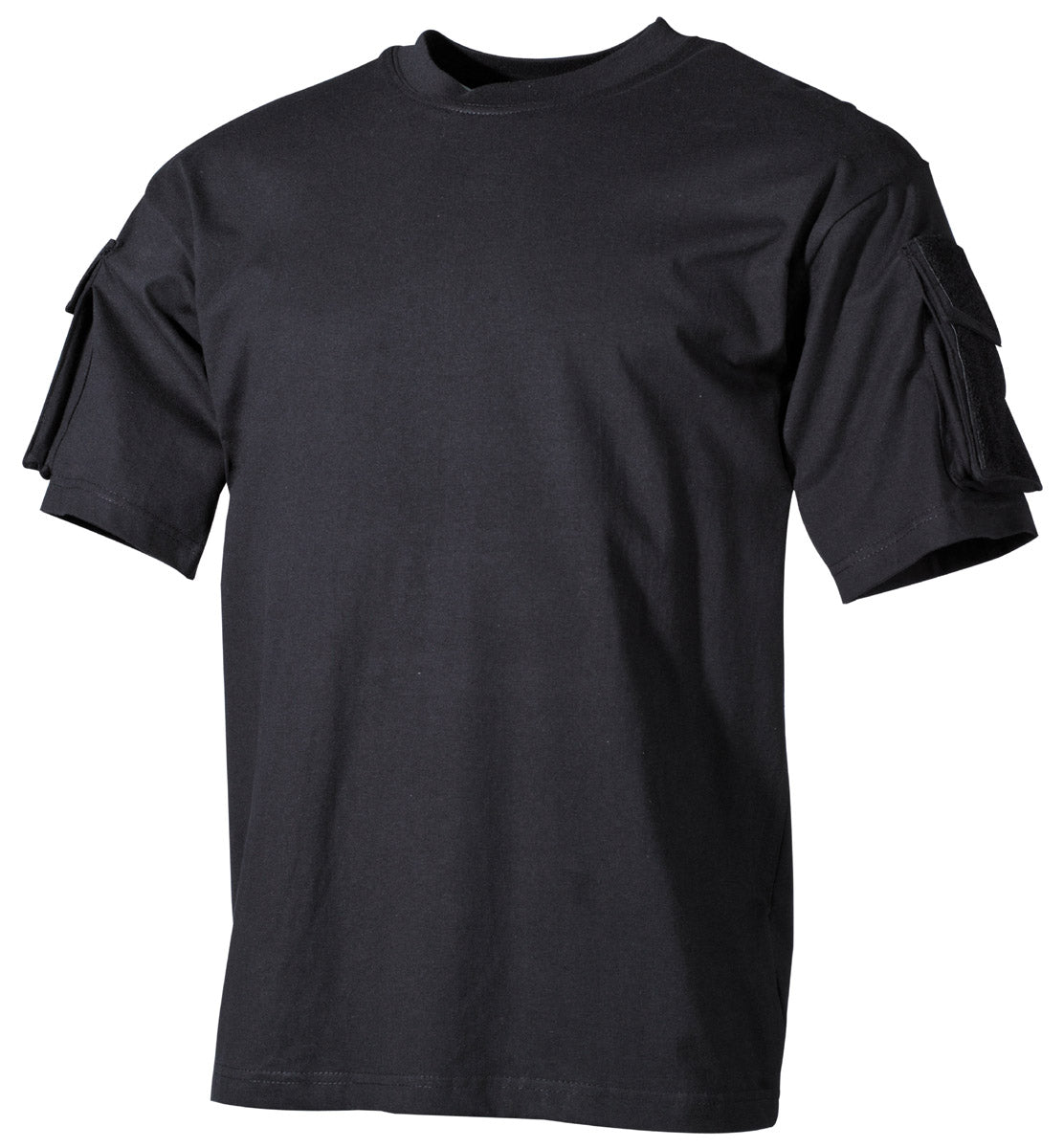 Tricou US cu Buzunare Mâneci Negru MFH - 100% Bumbac, 170g/m²