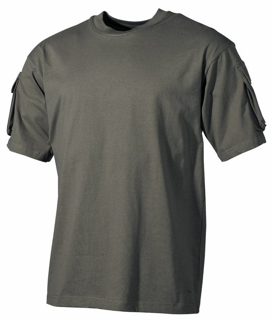 Tricou US cu Buzunare Oliv MFH - 100% Bumbac, 170g/m²