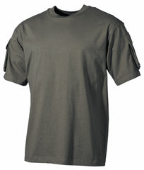 Tricou US cu Buzunare Oliv MFH - 100% Bumbac, 170g/m²
