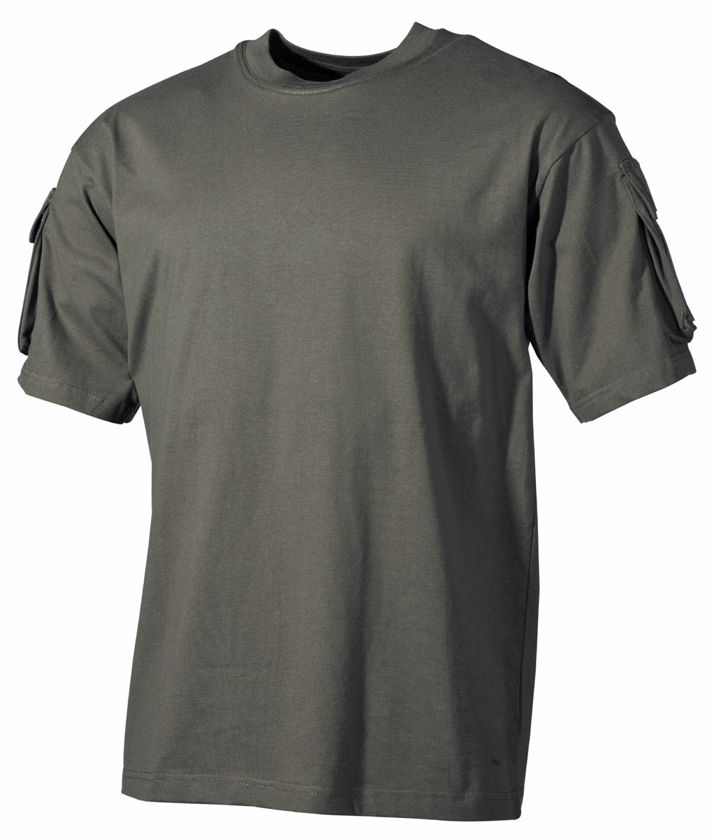 Tricou US cu Buzunare Oliv MFH - 100% Bumbac, 170g/m²
