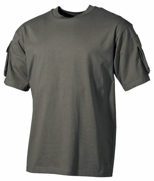 Tricou US cu Buzunare Oliv MFH - 100% Bumbac, 170g/m²
