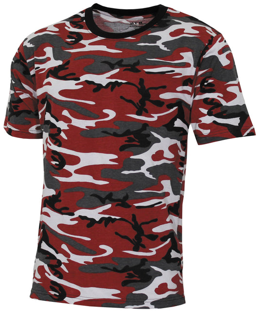 Tricou US Streetstyle Camo Roșu MFH - 100% Bumbac, 140-145 g/m²