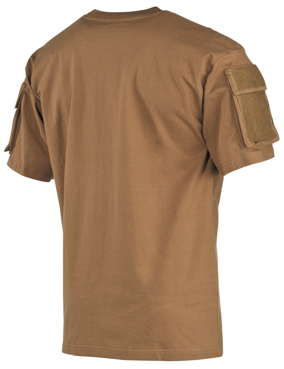 Tricou US T-Shirt cu Buzunare pe Brațe Coyote MFH - 100% Bumbac, 170g/m²