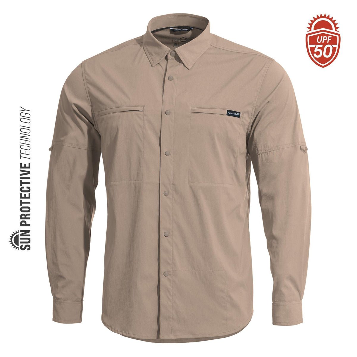 Tricou Wayne Sunproof Shirt Khaki Pentagon Tactical - Protecție Solară și Confort Suprem