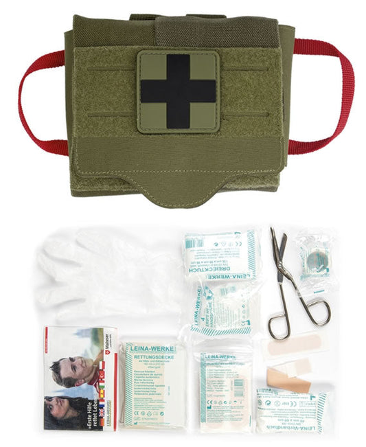 Trusă Medicală IFAK Quick Draw Pack 25 Piese Oliv – Kit Complet de Prim Ajutor pentru Situații de Urgență