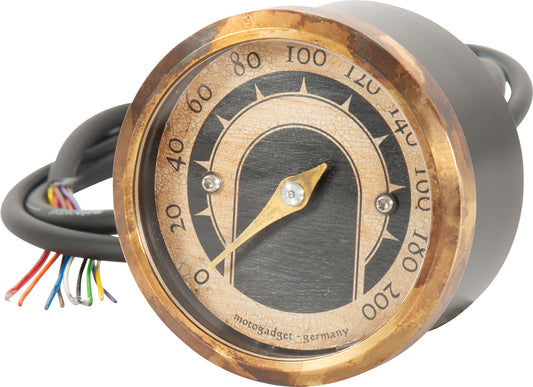 Turometru Analog Motoscope Tiny MST Vintage Motogadget - Old-School, Alamă Patinată