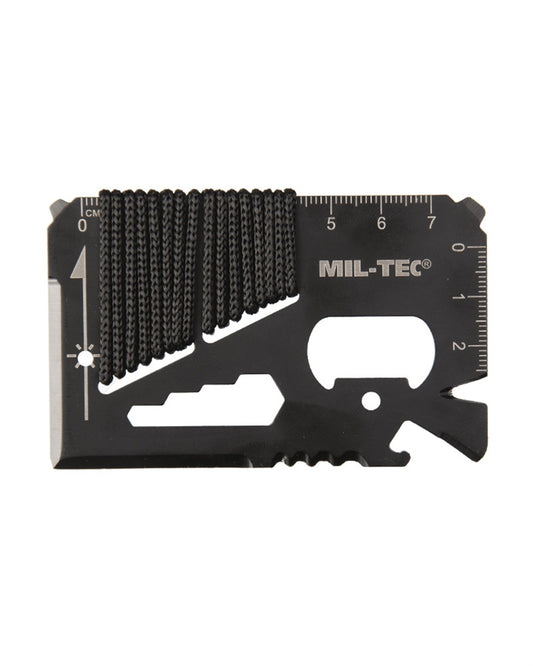 Unealtă Multifuncțională Card Mil-Tec cu Paracord – Oțel 2Cr13, Neagră