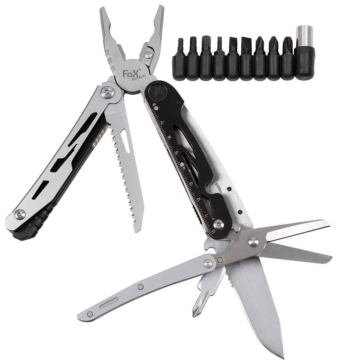 Unealtă Multifuncțională cu Foarfecă FoxOutdoor - Lamă 7 cm, Amnar Integrat