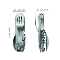 Uneltă Tactică Camping 6 în 1 Zilver/Chrome - Pregătire Absolută