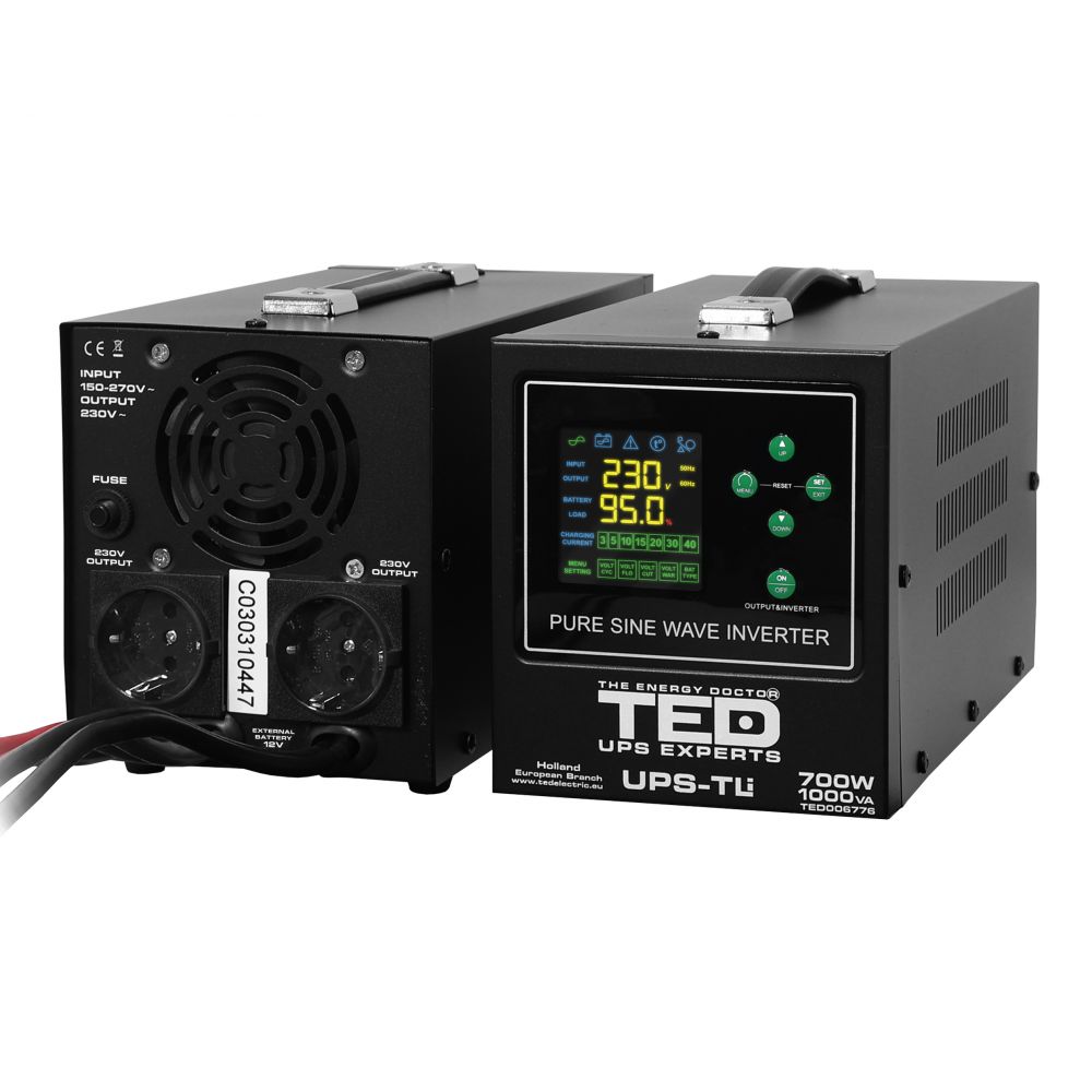 UPS 1000VA/700W Runtime Extins LiFePO4 TED Electric - Fără Acumulator - 4