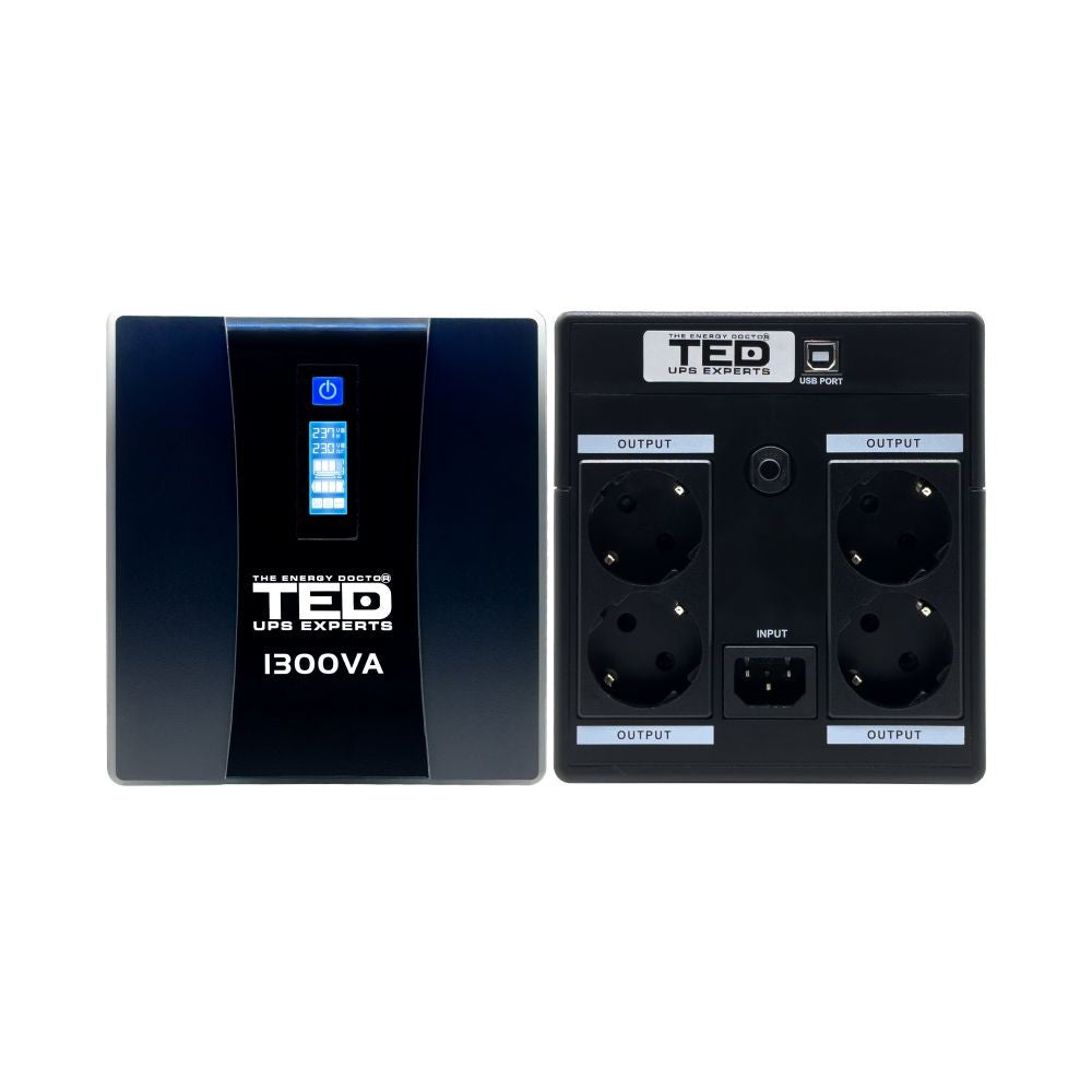 UPS 1300VA 750W TED Electric - Stabilizator, LCD, 4x Schuko - 3