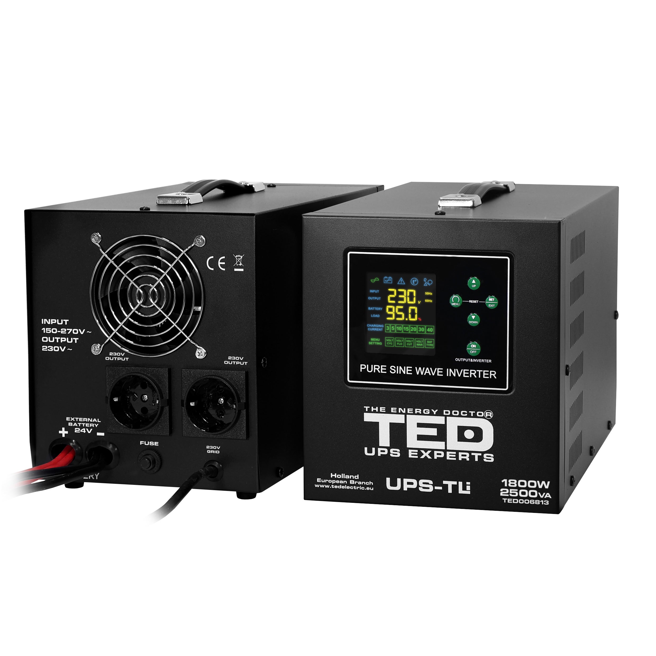 UPS 2500VA/1800W LiFePO4 TED Electric - Runtime Extins, Sigur - 3