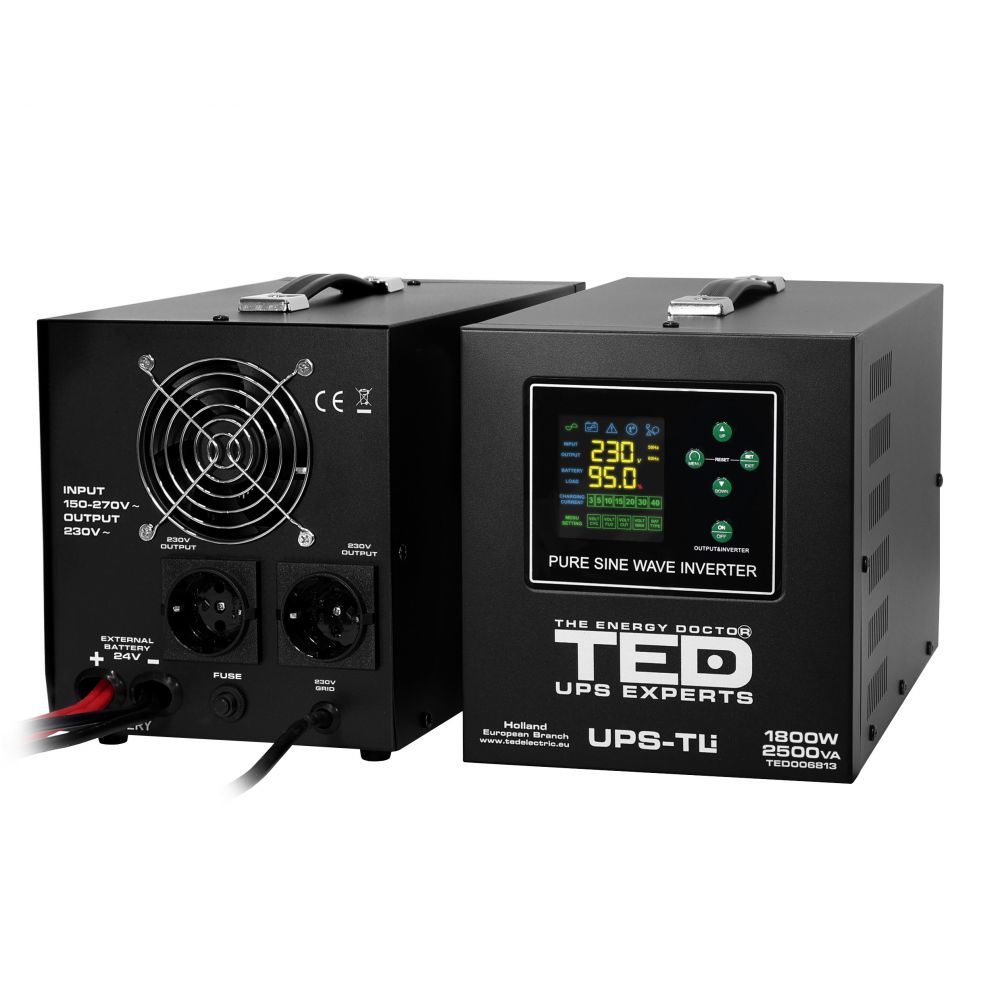 UPS 2500VA/1800W LiFePO4 TED Electric - Runtime Extins, Sigur - 4