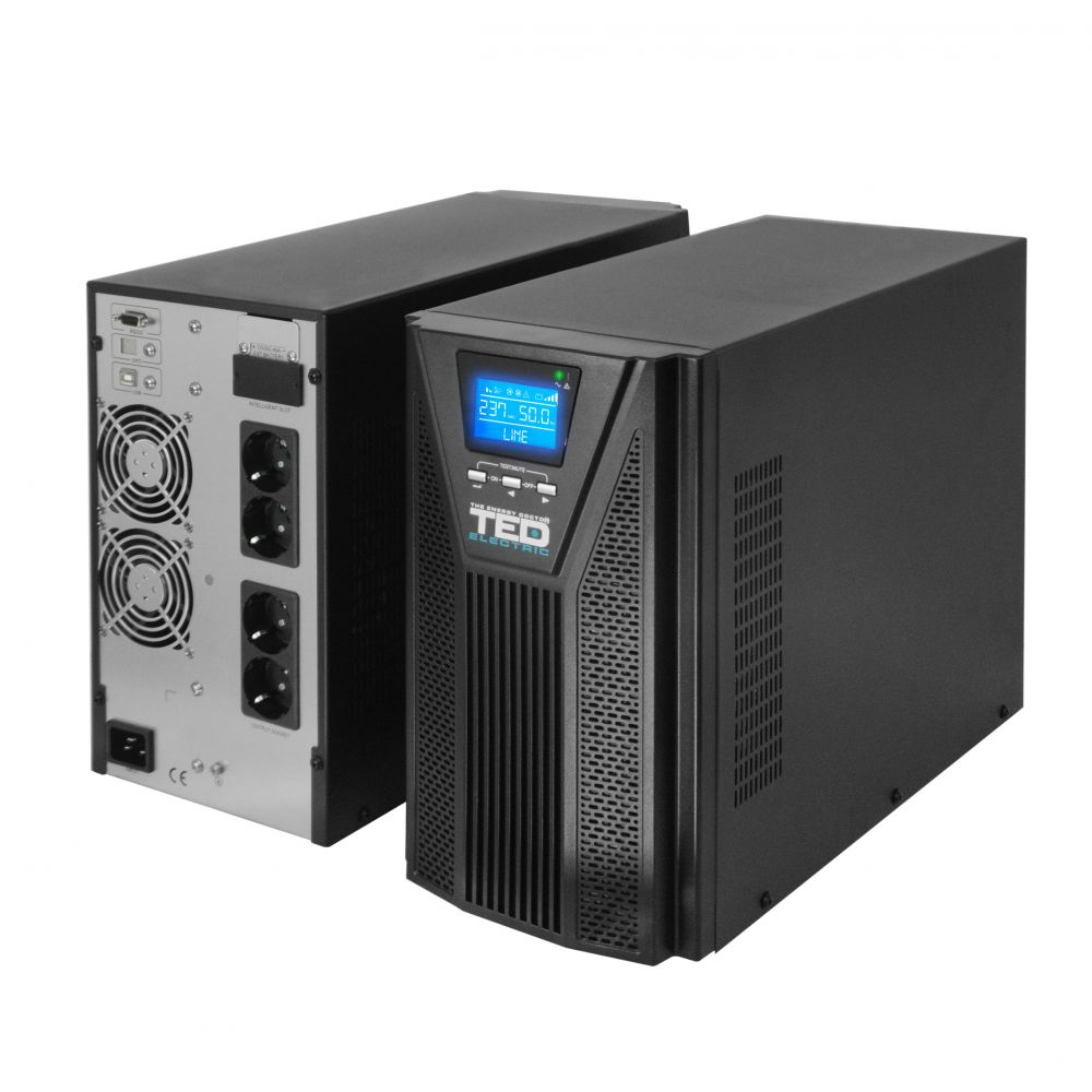 UPS 3000VA Online Dublă Conversie TED Electric - 4 Schuko, Management Avansat - 4