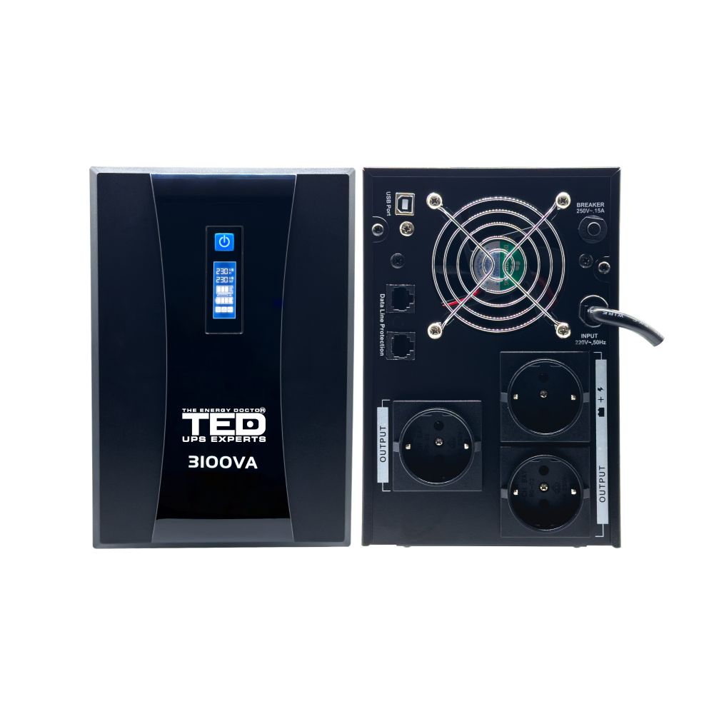 UPS 3100VA 1800W TED Electric - Stabilizator, LCD, 4x Acumulator - 3