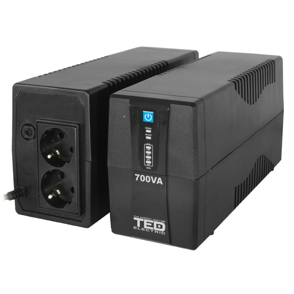 UPS 700VA 400W TED Electric - Protecție Energie, 2x Schuko, LED - 4