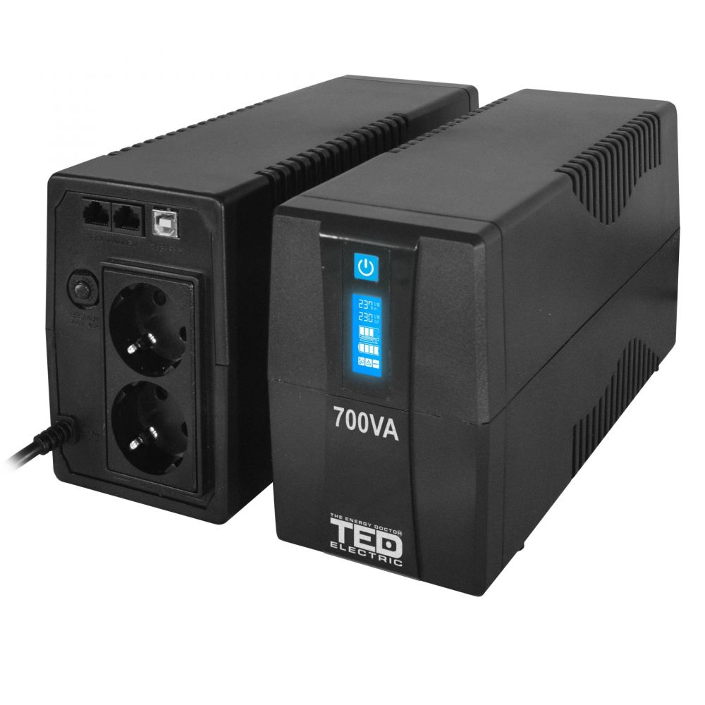 UPS 700VA 400W TED Electric - Stabilizator, LCD, 2x Schuko - 4