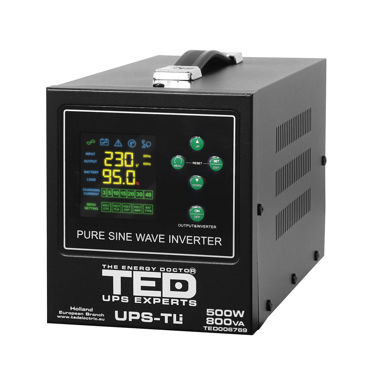 UPS 800VA/500W TED Electric - Runtime Extins, LiFePO4 Ready - 2