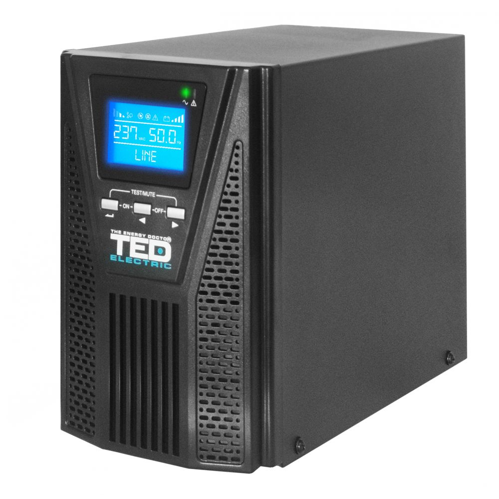 UPS Online 1000VA TED Electric - Dubla Conversie, 2 Schuko - 2