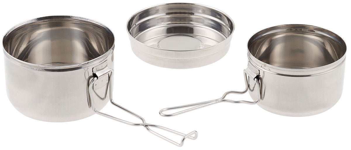 Veselă Campanie MFH CZ 3 Piese Inox - Stivuibil, Mâner Pliabil