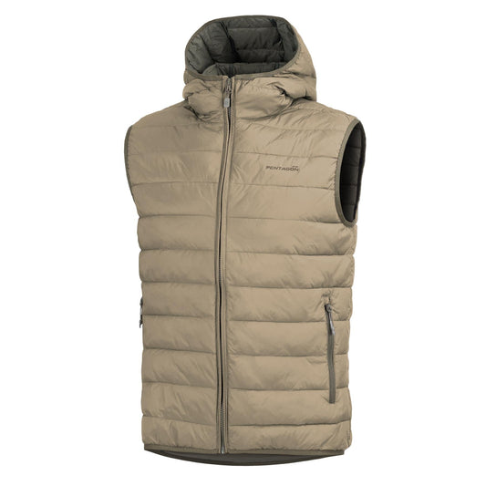 Vesta Aurora 2.0 Puffer Hooded Vest Khaki Pentagon Tactical - Căldură Esențială și Libertate de Mișcare
