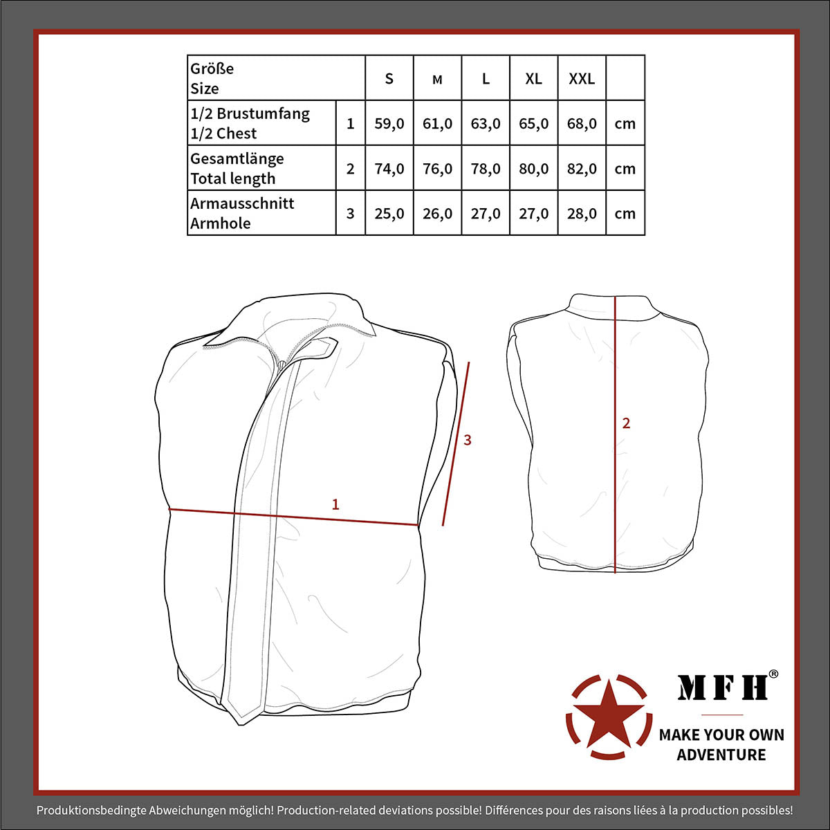 Vestă matlasată US Ranger Oliv MFH - Fermoar acoperit, Buzunare multiple
