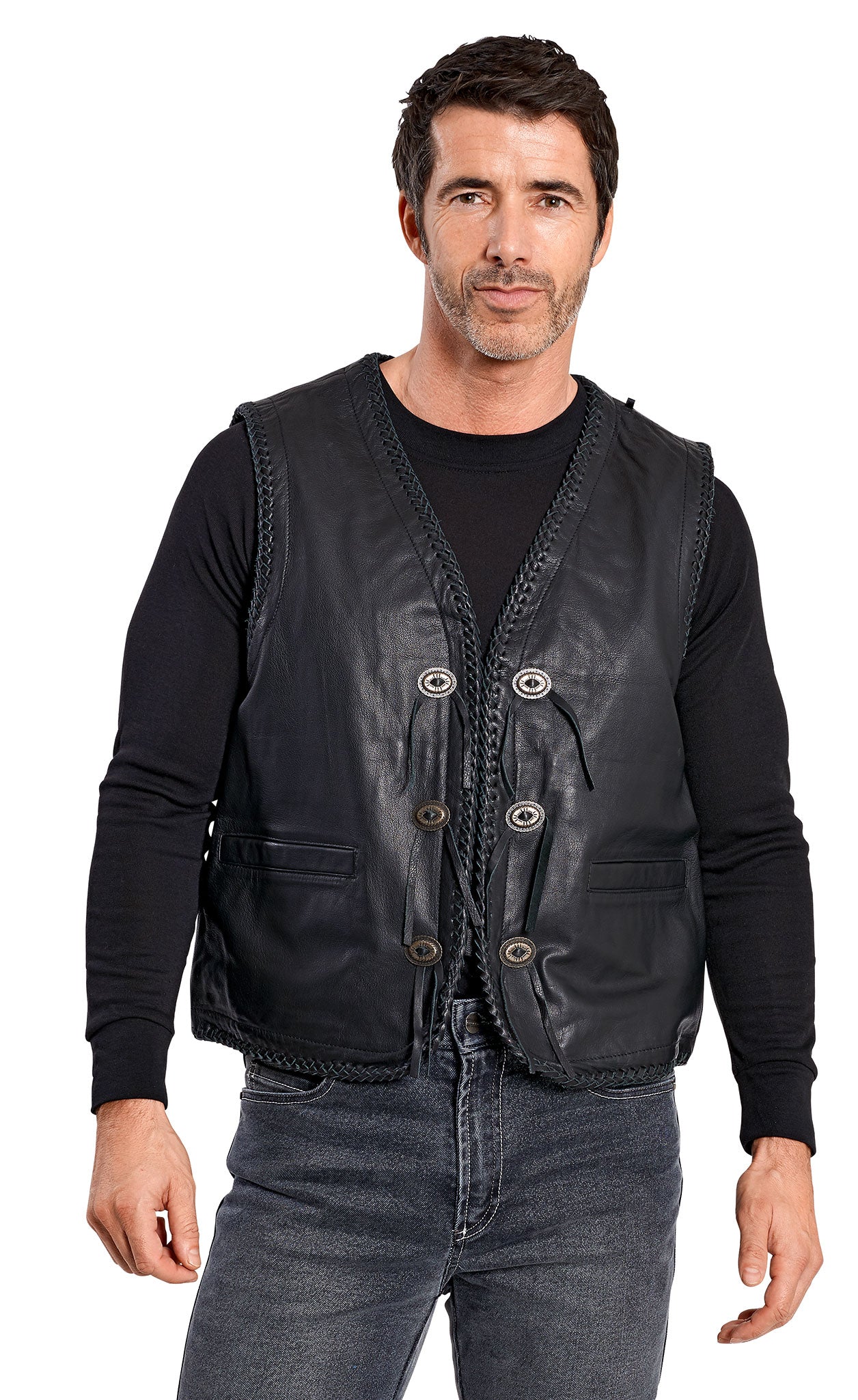 Vestă Moto Concho II Highway 1 - Piele, Conchos Decorative