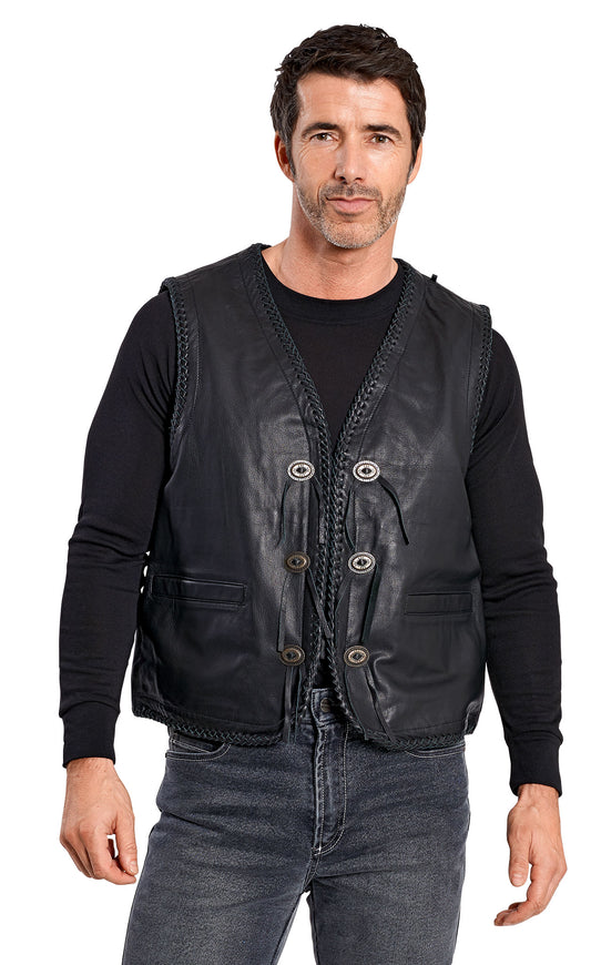 Vestă Moto Concho II Highway 1 - Piele, Conchos Decorative