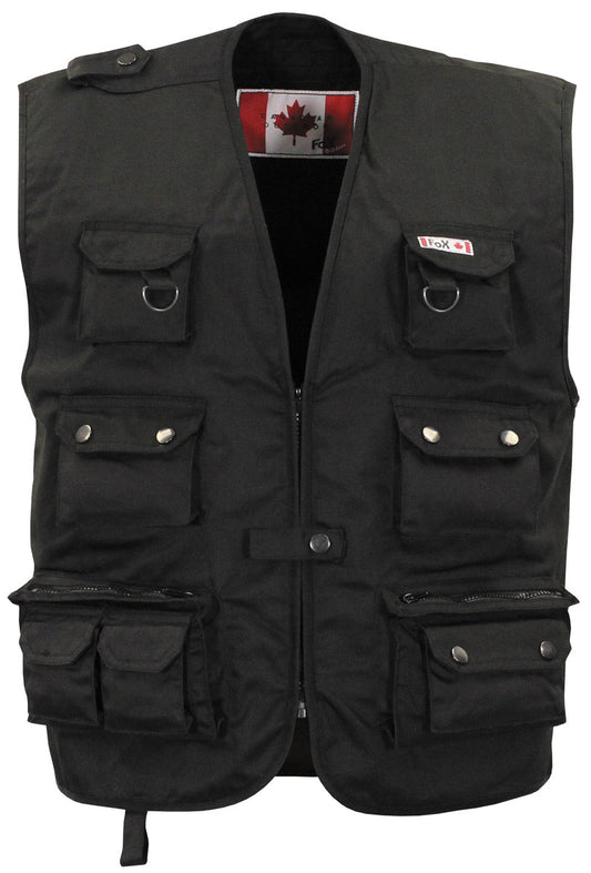 Vestă Multifuncțională Rezistentă Negru FoxOutdoor - Fermoar Ascuns, Buzunare Multiple